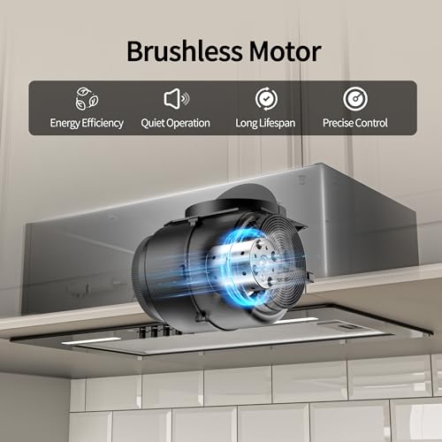 FIREGAS Dunstabzugshaube 52 cm - Moderner Abluft/Umluft Dunstabzug mit LED-Beleuchtung, 3 Geschwindigkeitsstufen, 350 m³/h, Leise & Effizient