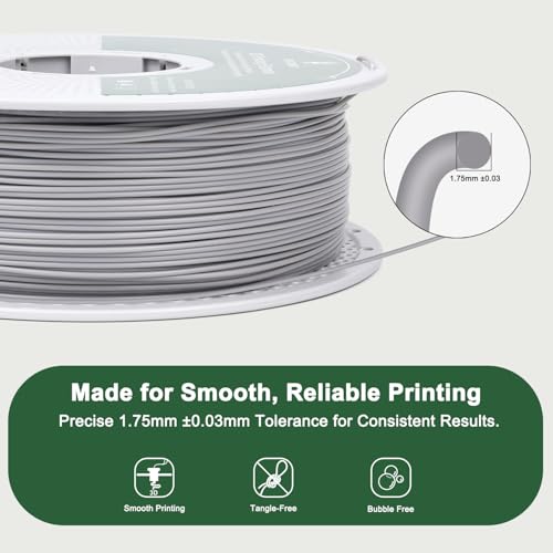 Image of PLA Force Filament Grey, Toughened PLA Filament 1.75mm, 1KG | Light Gray PLA-F 3D Printer Filament With Upgraded Formulation For High Impact Resistance.
