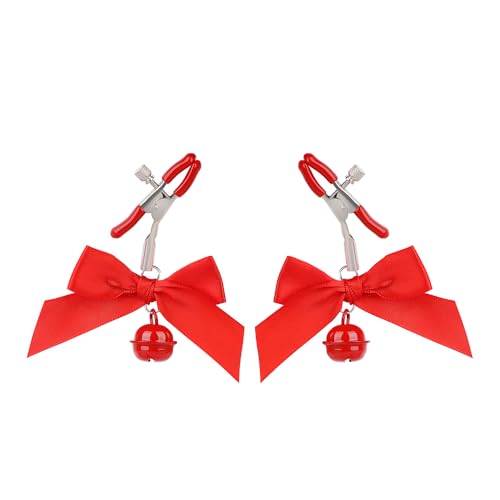 Clip grande ajustable sin agujeros rojo con decoración corporal de lazo para mujer