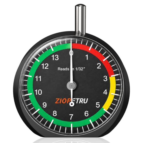 Image of Ziopetru Tire Tread Depth Gauge, Easy-Read 1 /32-Inch Tire Wear Checker