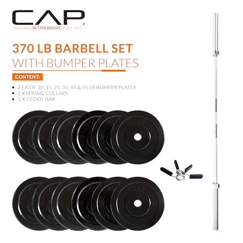 Image of CAP Barbell Olympic Weight Set with 7ft Barbell & Bumper Plates | 160-370 lbs | Multiple Options