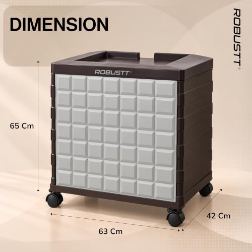 Robustt ABS Inverter Trolley for Home | 100 kg Load Capacity | 360° Rotating 5 Wheels | Strong & Durable Inverter Stand | Easy Assembly | Large Size Inverter Battery Stand for Home | Brown - Image 3