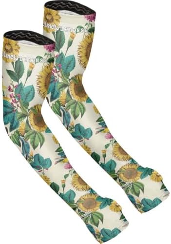 FARMER'S DEFENSE Gardening Arm Sleeves|UV Cooling Protective Sleeve Women & Men|Anti-Scratch Cover Sun UPF Outdoor Protection - Garden Flowers - S/M