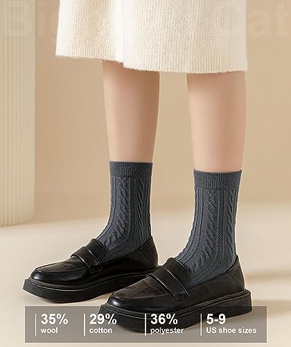 Image of IIG Cute Warm Wool Socks for Women Super Cozy Thick Crew Winter Socks Gifts, 5 Pairs