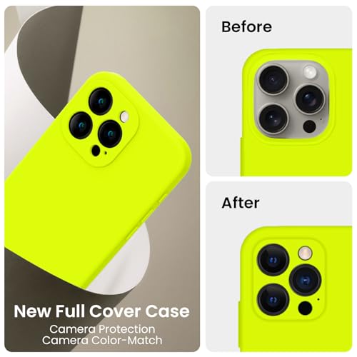 Image of FireNova Designed for iPhone 15 Pro Max Case, Silicone Upgraded [Camera Protection] Phone Case, Soft Anti-Scratch Microfiber Lining Inside, 6.7 inch, Fluorescent Green