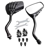 EMLIAUMU Motorcycle Skull Mirror Rear view Side Mirrors With M10 M8 Clockwise Bolt, 7/8' Handle Bar Mount Clamp, Compatible with Bike, Motorcycle, Scooter, Atv, Etc.