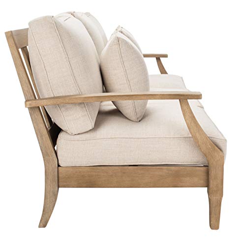 Safavieh CPT1013A Couture Martinique Natural And White Wood Outdoor Patio Sofa thumb #4