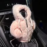 SuperKaKa Pink Plush Car Gear Shift Hoodie, Universal Automotive Cute Gear Shifter Protector Covers, Comfortable Cars Interior Accessories for Men Women