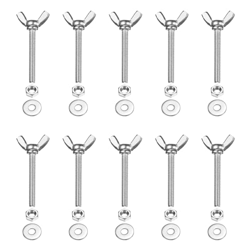 PATIKIL M4-0.7 x 30 mm Wing Butterfly Screw, 10 Pcs 304 Stainless Steel Wing Nuts and Bolts Machine Fastener Thumb Hand Screws for Electronic Equipment DIY Tools, Silver