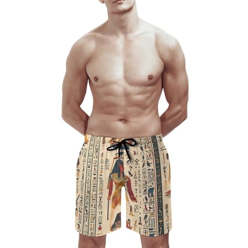 Egyptian Hieroglyphs and Pharaohs Mens Swim Trunks Quick Dry Beach Swimming Shorts with Mesh Lining and Pockets2