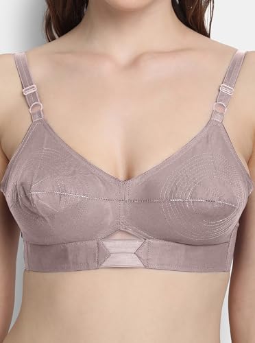 Image of VSTAR Queen U Black CLR Soft Cotton Bra for Women | Wirefree, Single Layered Seamed Cups | Adjustable Straps | Comfy Non Padded Bra 32 | Cool Grey