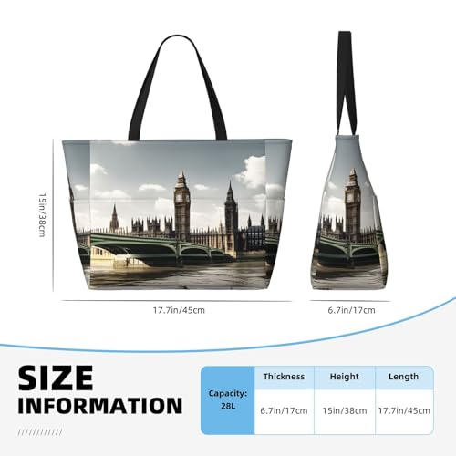 (London) Large Beach Tote Bag For Women With Zipper Foldable Lightweight Travel Pool Bag For Vacation Shopping4