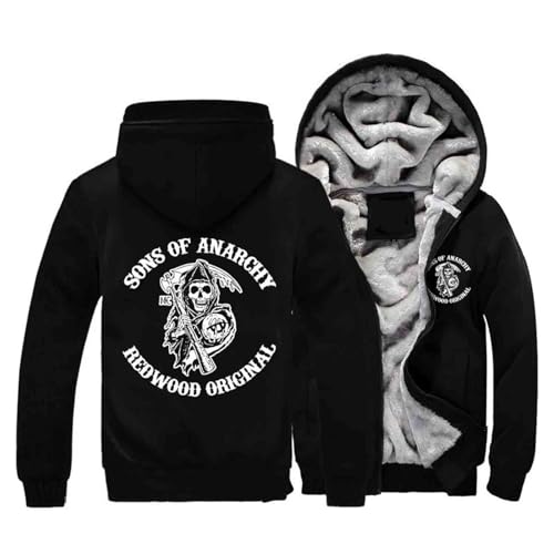 CMADJT Sweat à Capuche épais d'hiver pour Hommes pour Anarchy Sons Graphics, Sweat-Shirt à...