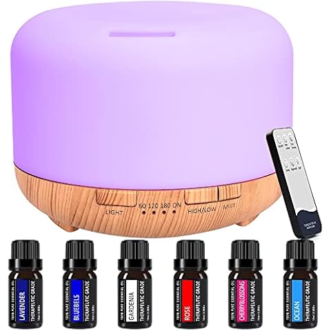 Difusor de aceites esenciales Unzipp de 450 ml con juego de aceites y LED Cover