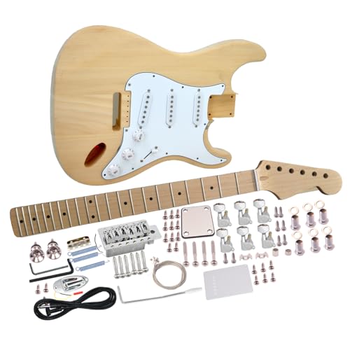 RSW DIY Electric Guitar Kit for Adults – Build Your Own ST-Style Guitar with Basswood Body, Maple Neck & Fingerboard, SSS Pickups, Pre-Wired Electronics, Tremolo Bridge, 25.5'' Scale, Bolt-On