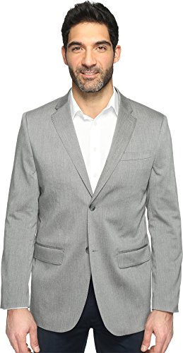 Perry Ellis Men's Heather Twill Stretch Suit Jacket, Brushed Nickel, 40 Regular