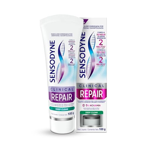 Sensodyne NOVO Creme Dental para Sensibilidade Clinical Repair Deep Clean com Flúor, Reparação dos Dentes Sensíveis, 100g