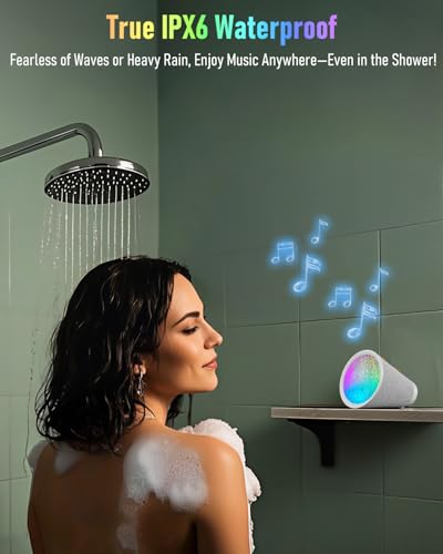 Image of Portable Bluetooth Speaker Wireless with 9 Color Lights, 20H Playtime, Stereo Pairing, Deep Bass, IPX6 Waterproof, Bluetooth 5.3, Small Speaker for Home, Party, Outdoor, Camping, Beach, Gift