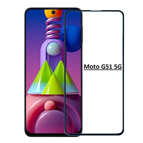 Image of Screen Protector for Motorola Moto G51 5G (Black) Tempered Glass Edge-to-Edge 6D Screen Guard With Installation Kit