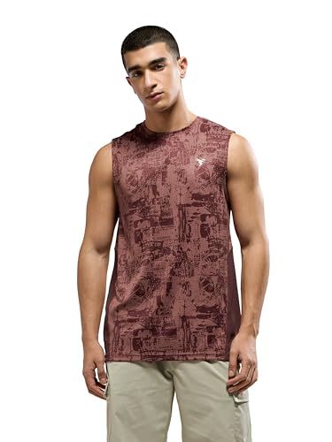 Image of TECHNOSPORT Men's Slim Fit Jacquard Crew Neck Sports Vest with Double Cool, Quick Dry for Sports, Gym & Regular use