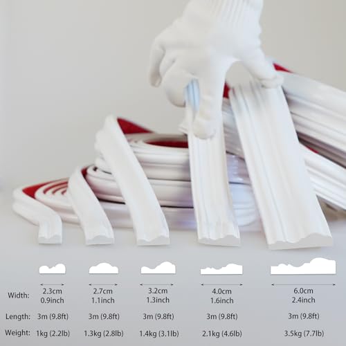 image for Hungbak Peel and Stick Chair Rail Panel Molding Finish Trim for Home D