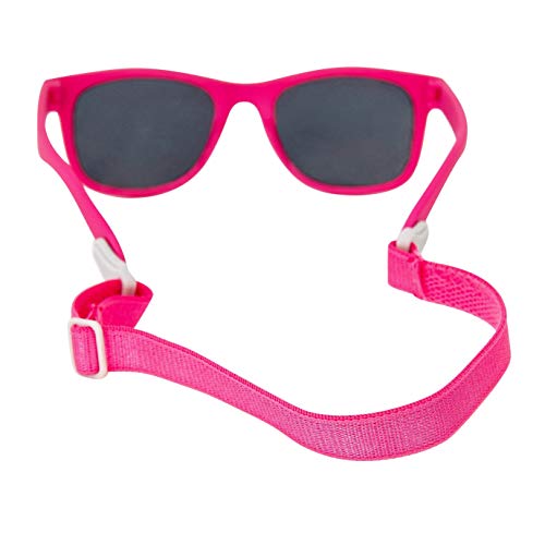 Baby Solo Babyfarer Baby Sunglasses Safe, Soft, Adjustable and Adorable 0-24 Months (0-24 months, Matte Hot Pink Frame W/Solid Black Lens)