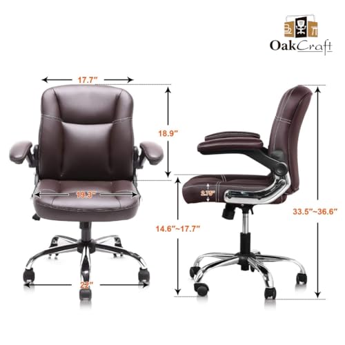 Oakcraft® Office and Study Chair Adjustable Tilt Angle and Flip-up Arms Executive Computer Desk Chair, Thick Padding for Comfort and Ergonomic... - Image 2