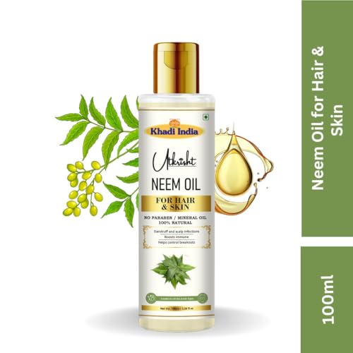 Image of Khadi Neem Oil For Skin & Hair 100ml | Pure & Natural Oil for Hair Growth & Nourishing Skin Care | Non Sticky, Paraben, Mineral Oil Free | For All Hair Types | Daily Use for Men & Women