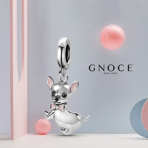 GNOCE Chihuahua Pendant Charm Sterling Silver Dangle Animal Charms Bead Fit Bracelet/Necklace Gift For Women Wife2