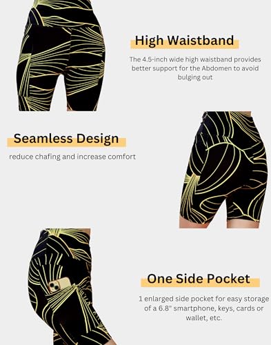 Image of Women's Polyester Stretchable Gym Shorts with Side Pockets High Waist Slim Fit Above Knee Length Activewear Tights Gym Fitness Cycling Running Yoga Shorts for Women