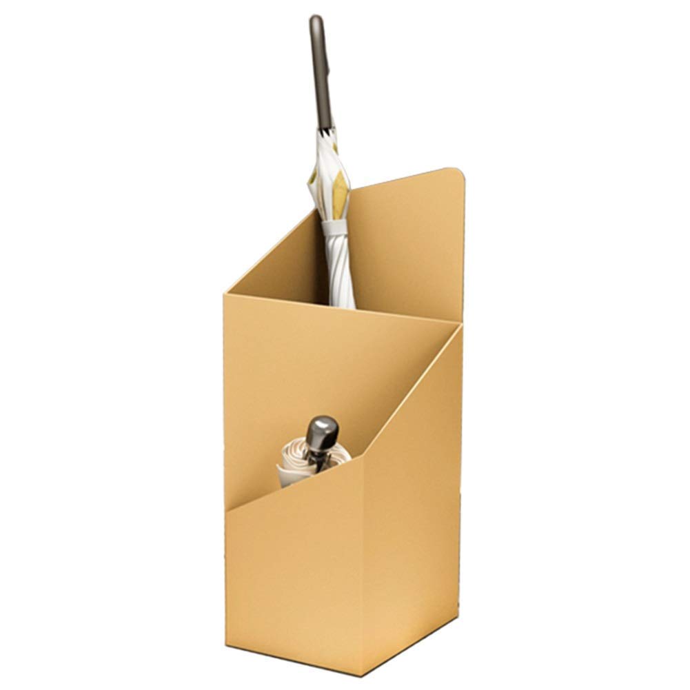 FCXWEVR Modern Metal Umbrella Stand with 2 Compartments Stylish Entrance Decor for Hallway Gold Finish - Perfect for Home nization and Entryway Storage