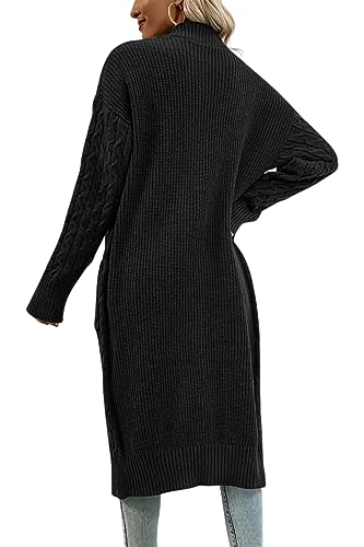 Image of Onedreamer Womens Long Cardigan Sweaters Open Front Cable Knit with Pockets