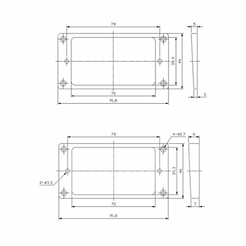 Dopro Set of 2 Plastic Humbucker Pickup Ring Pickup Mounting Frame Curved Bottom 35 for Neck and 79 for Bridge Pickup White - Image 4