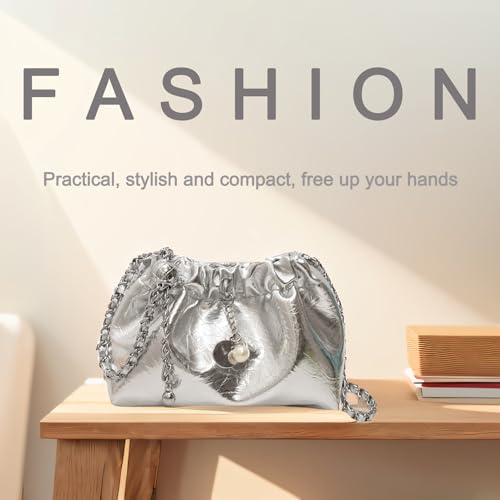 Women's Cloud-Shaped Dumpling Bag Crossbody Purse, Designer Cloud Clutch Purse Ruched Bag with Adjustable Shoulder Strap2