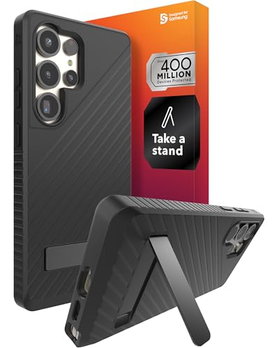 ZAGG Denali Samsung Galaxy S25 Ultra Case with Kickstand - 16ft Drop Protection, Graphene-Infused, Wireless Charging Compatible, Rugged Dual-Layer Design, Black