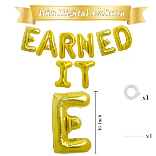 Image of TONIFUL Gold Earned It Graduation Balloon Banner 2026 Nurse Graduations Decorations,2026 Nursing Balloons Gold Earned It Nursing Balloons for Class of 2026 RN Grad Party Supplies