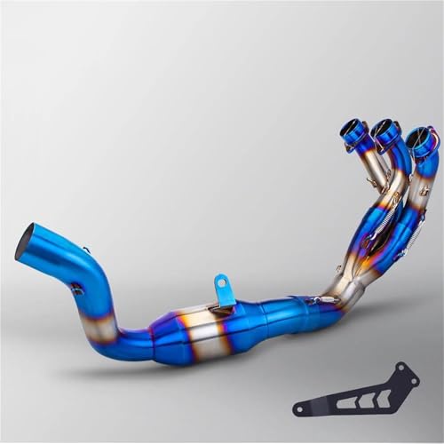 Tubo di Scarico Finale Tubo di Collegamento del Silenziatore di Scarico della Sezione Centrale Anteriore del Tubo di Scarico del Motociclo Adatto per MT-09 V3 FZ-09 2021-2023(Blu)