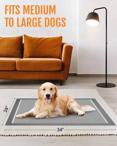 Image of Powools Charcoal Puppy Pads - 50 Packs, 34 inchx28 inch Ultra-Large Puppy Pads, Odor-Control Carbon Pee Pads for Dogs, 6-Layer Ultra-Absorbent & Quick-Dry Black Training Pads