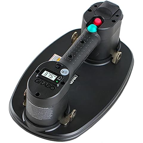 Raizidom GRABO PRO-Lifter-20 Electric Vacuum Suction Cup for Tiles, Stone, Wood, Glass, Concrete Pavers, Drywall. Lifts up to 375lbs with Auto Shut-Off Switch 1 Battery, 1 Seal, Charger, Carry Bag Cover