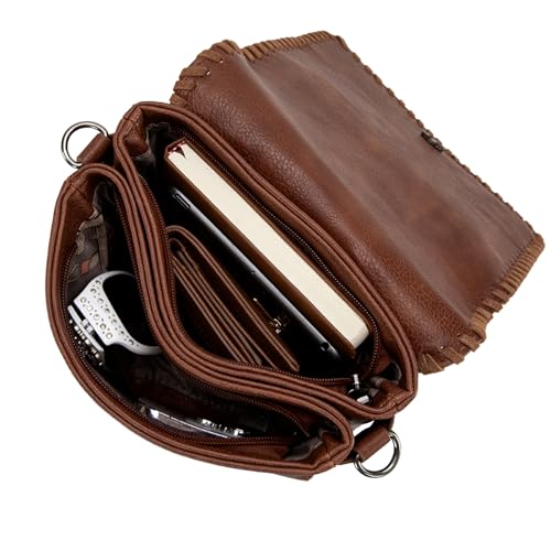 Image of Montana West Crossbody Bags for Women with Dual Compartments Western Cross Body Purse with Leopard Print Guitar Strap