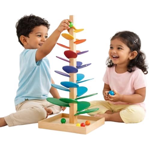 Wooden Music Tree Marble Run Toy with 25 Colorful Leaves & 8 Balls | Montessori Musical Tree Track Game for Kids Educational Sensory Learning Toy Wooden Marble Drop Toy for Boys Girls-picture-25