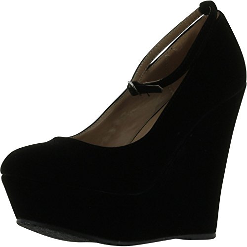 black round toe wedges