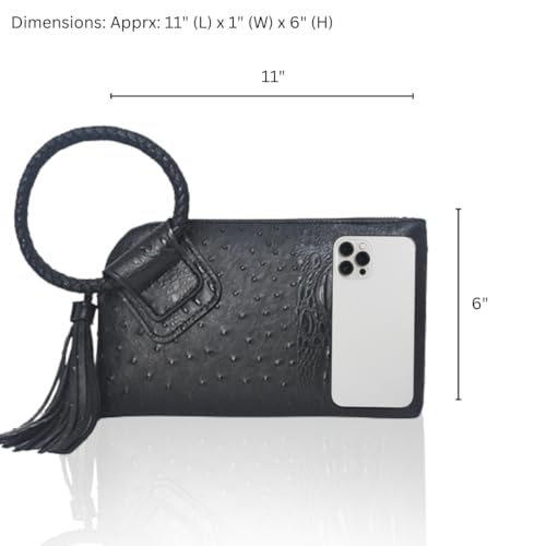 Image of NGIL Faux Leather Mini Wristlet Purse | Women's Handbag, Fashion Wristlet Wallet, Compact Everyday Purse with Fringe Tassel