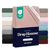 Drap Housse 80x200 Microfibre Douce - Bonnet 35 cm - pour Matelas Épais - Certifié Oeko-Tex - Usage Quotidien - Rose poudré