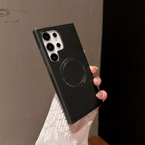 Coque Samsung S23 Ultra antichoc en cuir de luxe couleur unie