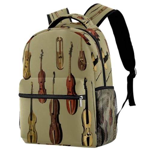 Sac à dos d'école multicolore à grand compartiment et design musical violon