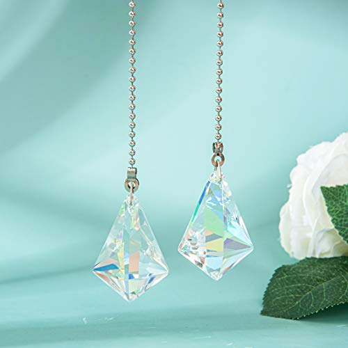 Image of 2 PCS Crystal AB Coating Ceiling Fan Pull Chain Extender Prisms Drop Gifts