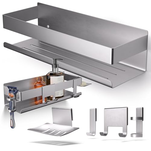 HENAL Duschablage Set 5 in 1, Edelstahl-Duschablage matt gebürstet ohne...