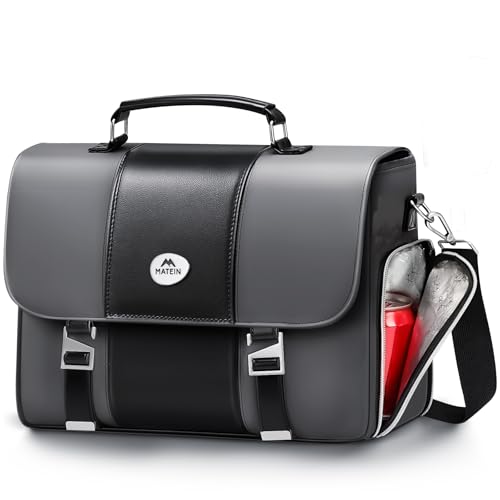 MATEIN Messenger Bag for Work with Cooler, Stylish PU Leather 15.6 Inch Men's Laptop Bag Briefcase with USB Charging Port, Waterproof Business Computer Crossbody Shoulder Satchel for Office Commuting