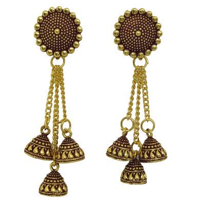 Adamo Cute and Stylish Brown Colour Jhumki Earrings | Traditional Jhumki Earrings for Girls & Women | Small Brown Jhumki